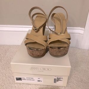 Jimmy Choo Papyrus Wedge Sandal Nude 36.5